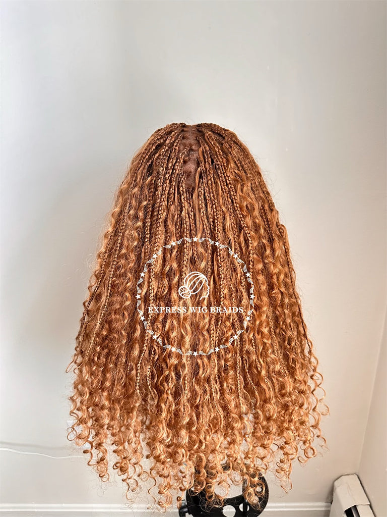 Human Hair Honey Blonde Bohemian Knotless Braids-Tina 2