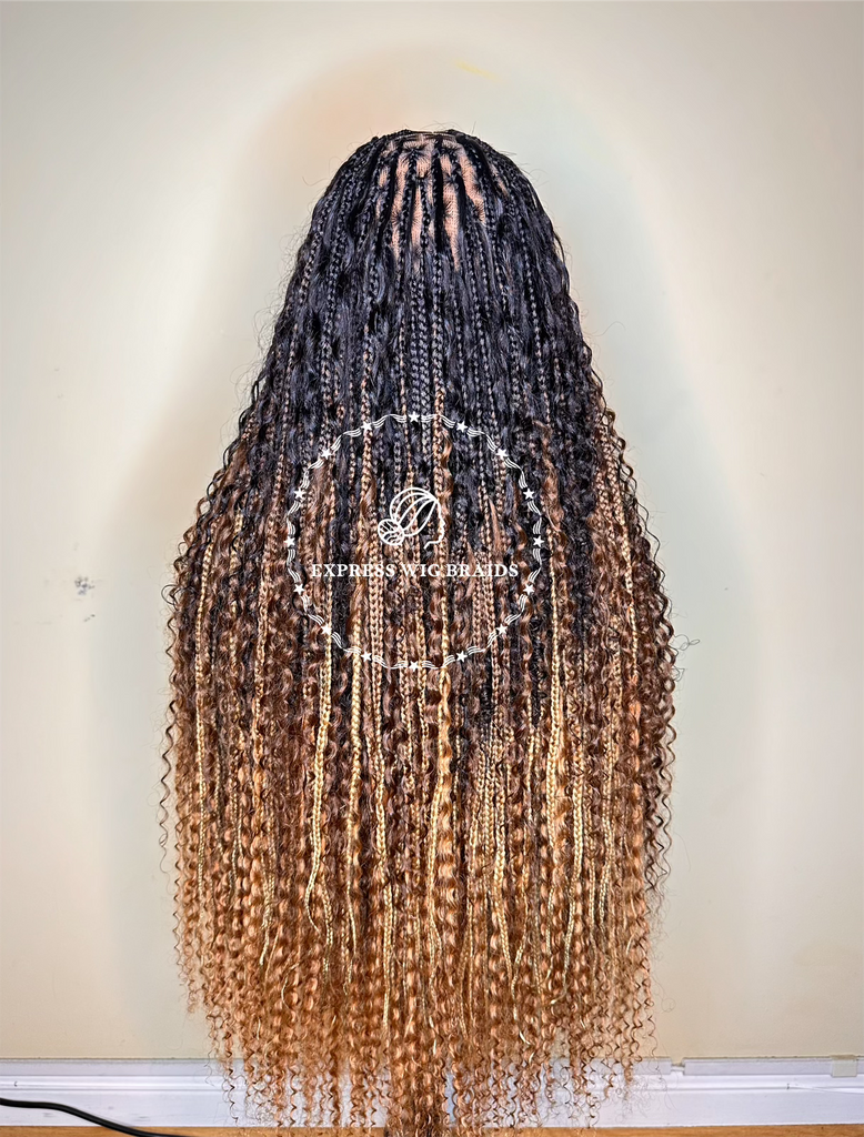 3 Tone Ombre Human Hair Bohemian Knotless Braids-Harley Boho
