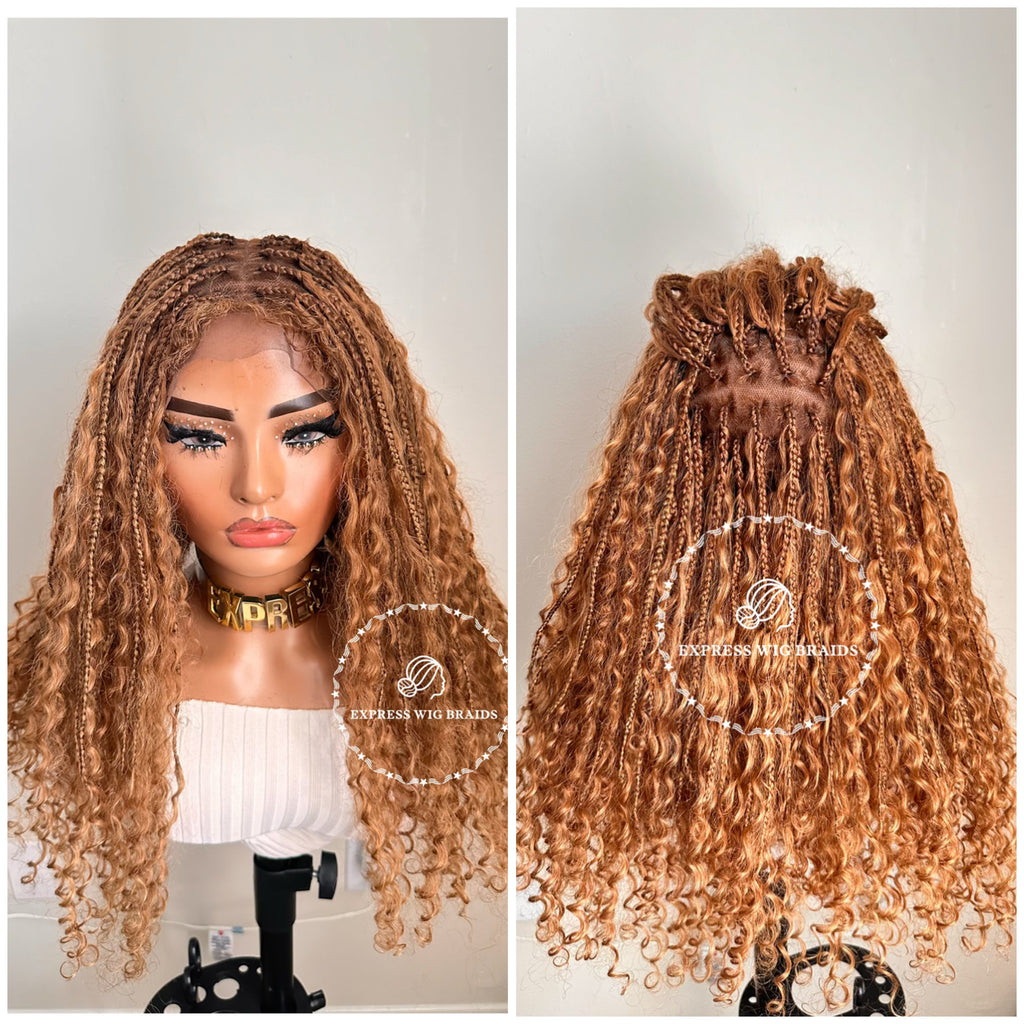 Human Hair Honey Blonde Bohemian Knotless Braids-Tina 2