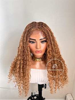 Human Hair Honey Blonde Bohemian Knotless Braids-Tina 2