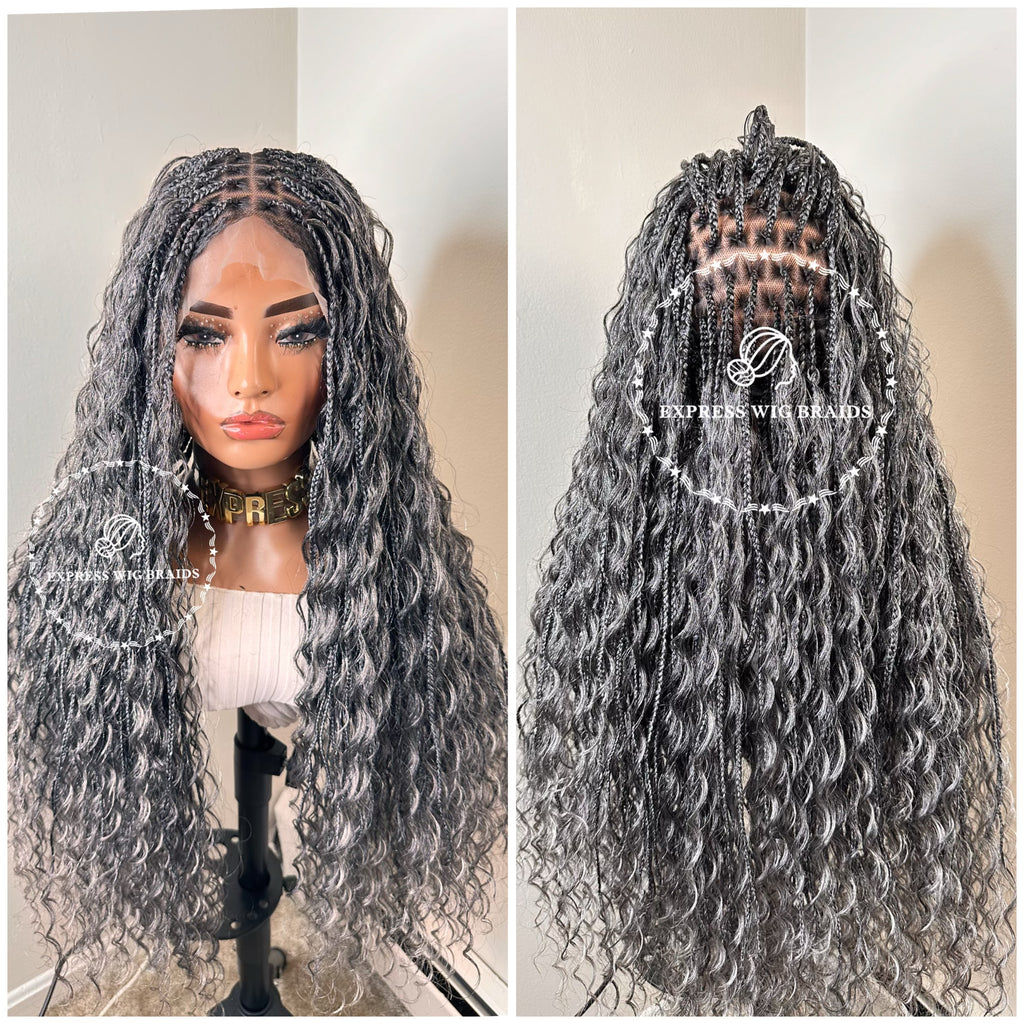 Salt and Pepper Bohemian Knotless Braid Wig-Beyoncé Sasha