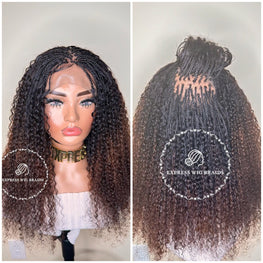 100% Human Hair Kinky Curly Micro Virgin Braid Wig - Miami 3