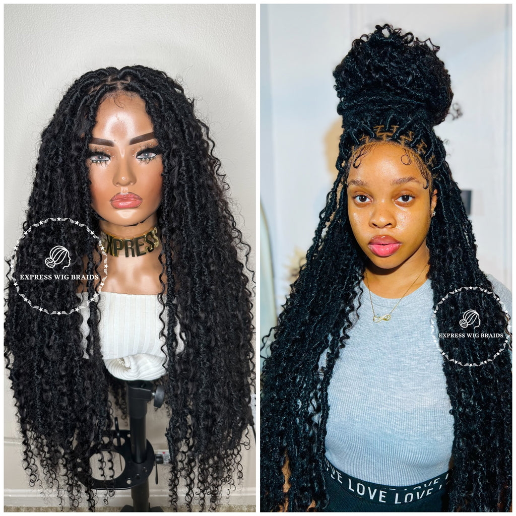 Human Hair Bohemian Butterfly Faux Locs Wig - Indiaa 1