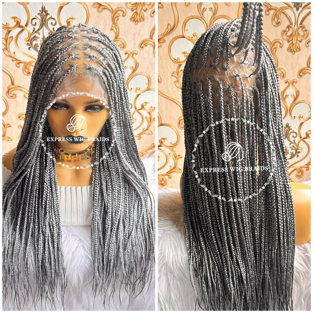 Salt & Pepper Knotless Braids Wig - Paulette