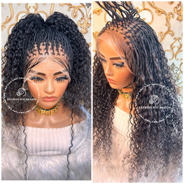 100% Human Hair Knotless Micro Curly Virgin Braid Wig - New York - Express Wig Braids