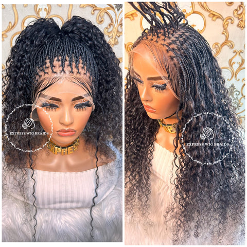 100% Human Hair Knotless Micro Curly Virgin Braid Wig - New York - Express Wig Braids