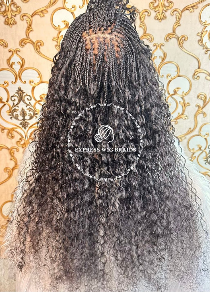 100% Human Hair Knotless Micro Curly Virgin Braid Wig - New York - Express Wig Braids