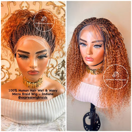 100% Human Hair Wet & Wavy Micro Virgin Braid Wig - Indiana - Express Wig Braids