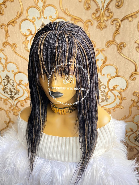 Kelly- Long Box braids wig with bangs – Goldiluxe Place
