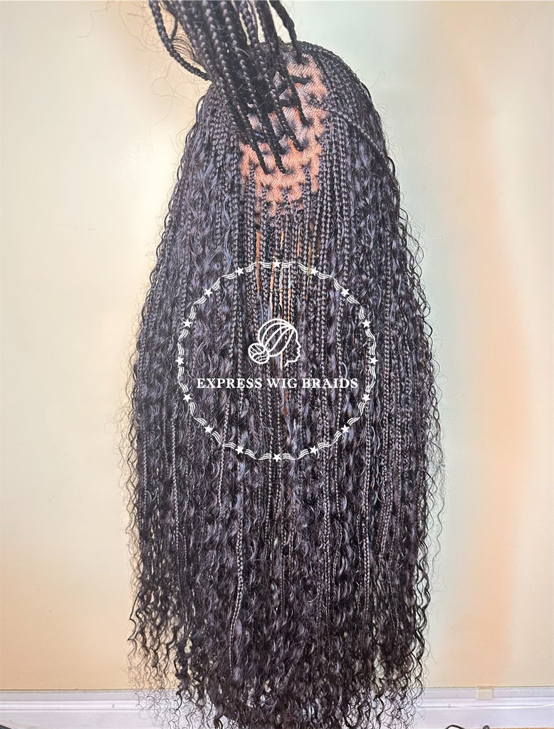 Boho Human Hair 4B/4C Curly Edges HD Bohemian Knotless Braids-Cerina - Express Wig Braids