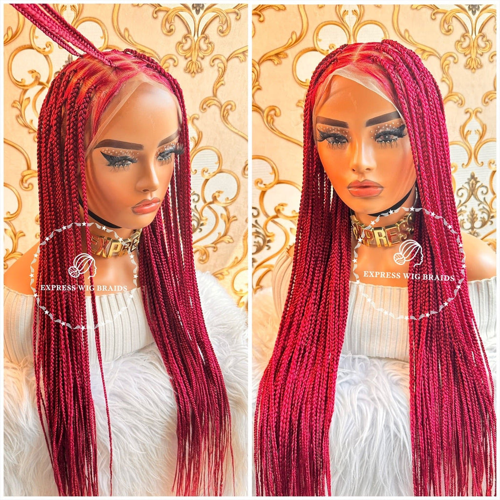 Burgundy Knotless Braid Wig Amy-1 - Express Wig Braids