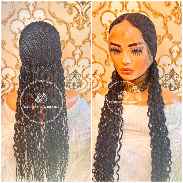Express Wig Braids Lace front braided wig with baby hair. Cornrow Wigs
