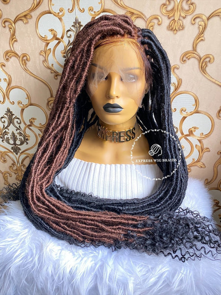 Posh Braided Wigs | Goddess Faux Locs Posh | Bohemian Faux Locs Braids (23-26)inches Mid Back Length / Full Virgin Hair Lace