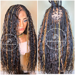 Human Hair Triangle Bohemian Knotless Braids-Sarah 2 - Express Wig Braids