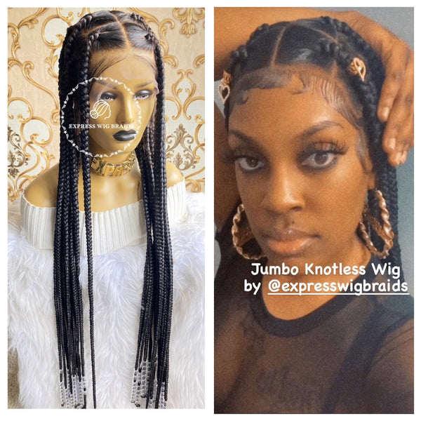 Jumbo knotless braids on sale with beads