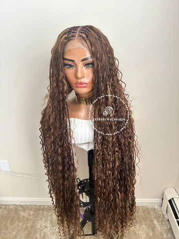 Boho Human Hair Bohemian Knotless Braids-Tina 5