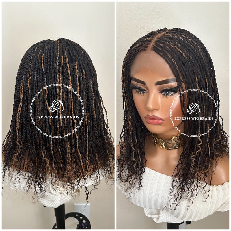 Human Hair Micro Curly Twist Closure Wig - Isadora