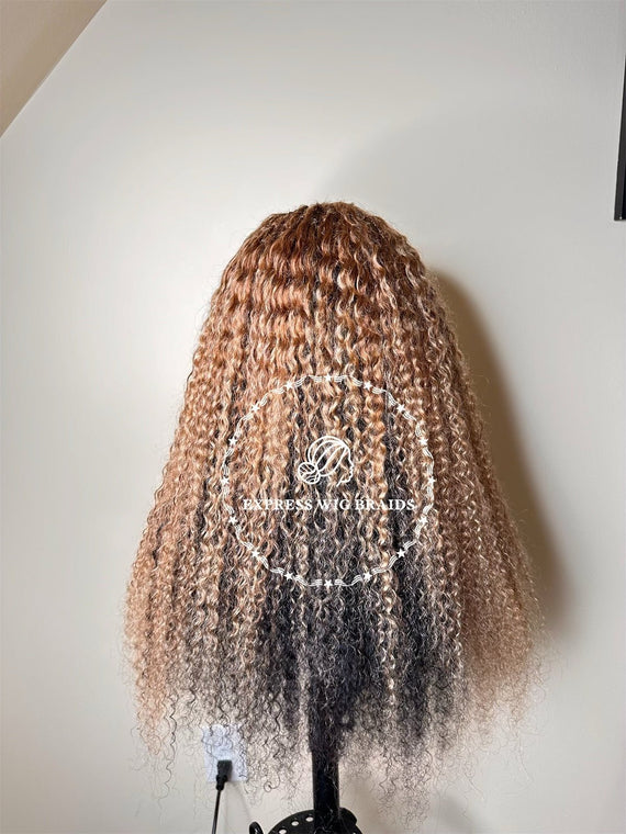 100% Human Hair Kinky Curly Micro Braid Wig - Miami 4 - Express Wig Braids