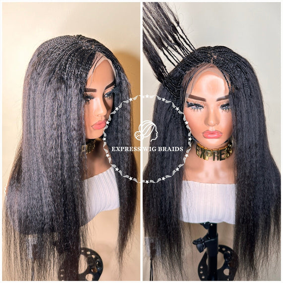 100% Human Hair Micro Kinky Straight Braid Wig - Kelly - Express Wig Braids