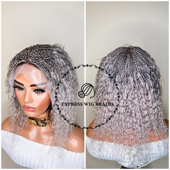 100% Human Hair Wet & Wavy Micro Braid Wig - Indiana Frontal 2 - Express Wig Braids