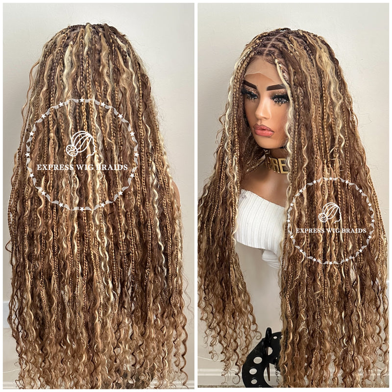 Boho Human Hair Bohemian Knotless Braids-Tina 6