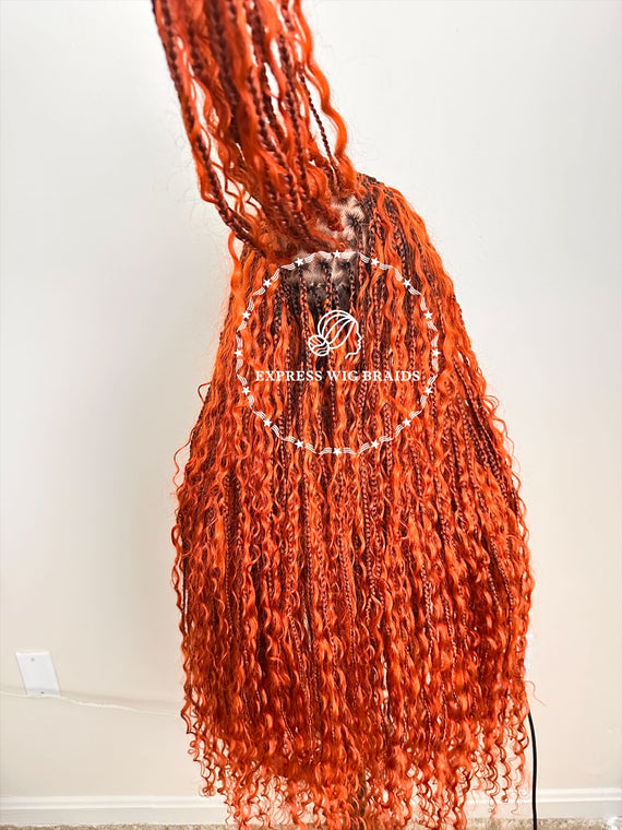 Human Hair Color 350 Bohemian Knotless Braids-Tina 4