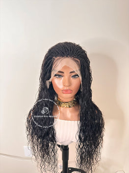 Human Hair Micro Braid Lace Frontal Wig -Kyri 1