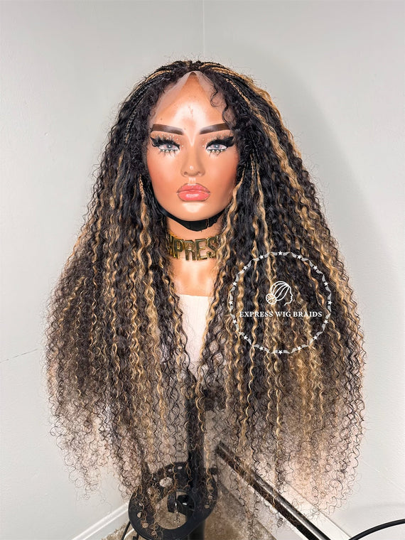 100% Human Hair Kinky Curly Micro Virgin Braid Wig With Full 4B/4C Curly Baby Hair- Miami 5