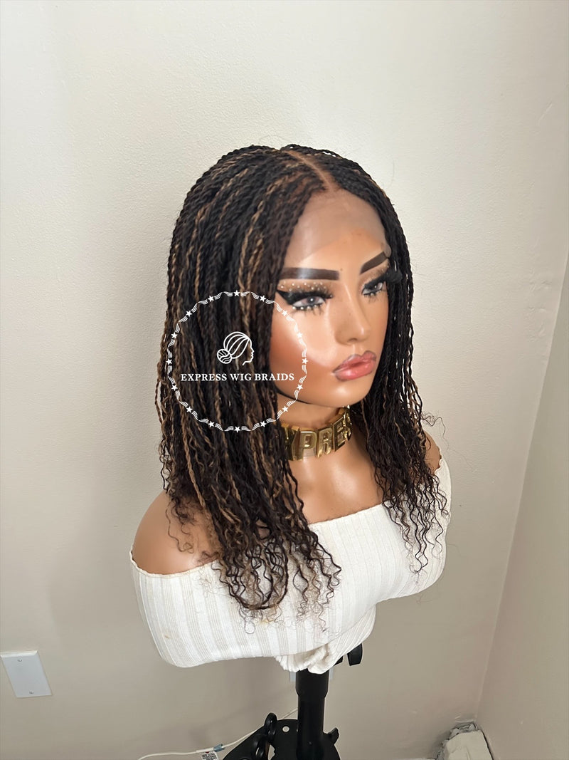 Human Hair Micro Curly Twist Closure Wig - Isadora