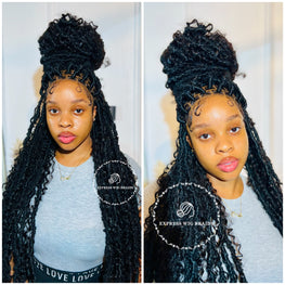 Human Hair Bohemian Butterfly Faux Locs Wig - Indiaa