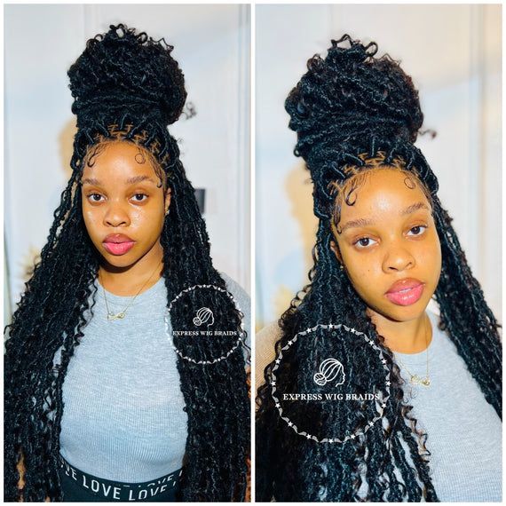 Human Hair Bohemian Butterfly Faux Locs Wig - India