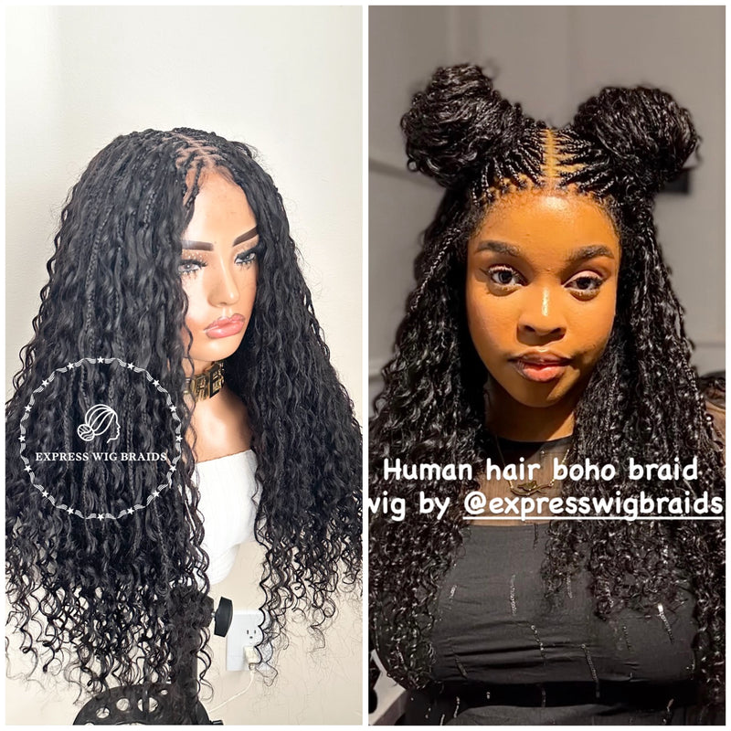 Human Hair Bohemian Braid Wig - Sherice