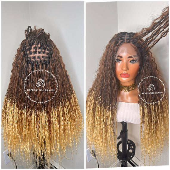 2 Tone Ombre Human Hair Bohemian Knotless Braids-Harley Boho 2