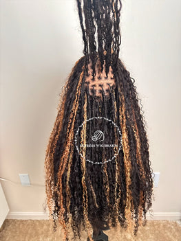Human Hair Bohemian Knotless Braids Kinky Curly Boho With 4C Curly Edges