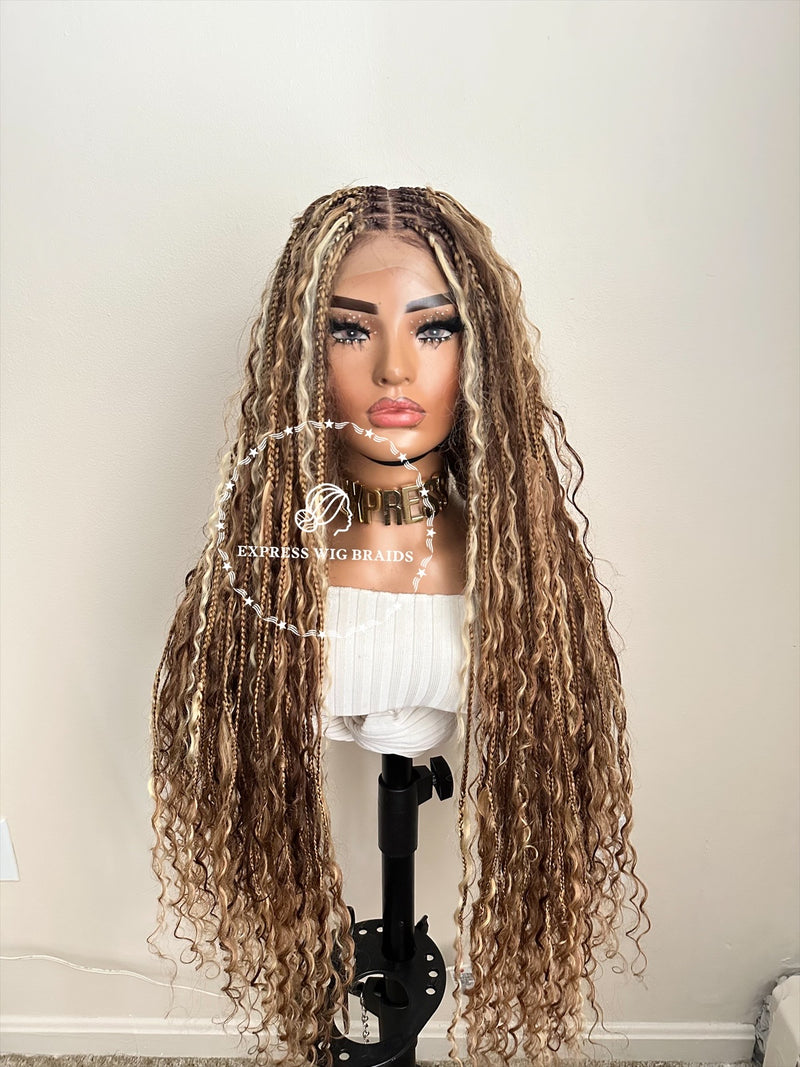 Boho Human Hair Bohemian Knotless Braids-Tina 6