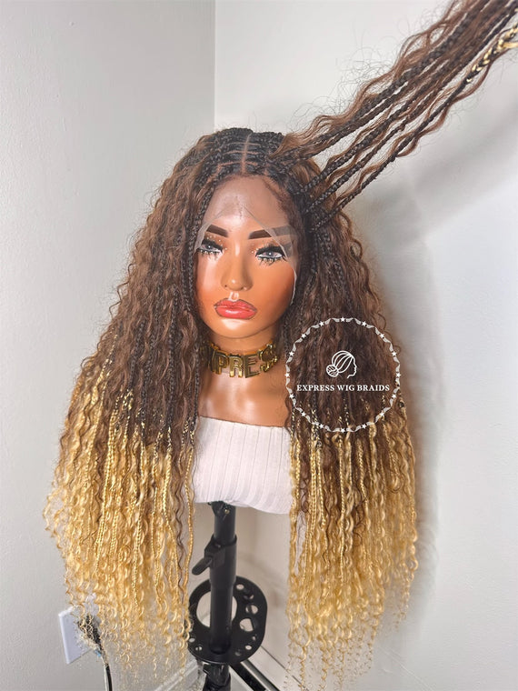 2 Tone Ombre Human Hair Bohemian Knotless Braids-Harley Boho