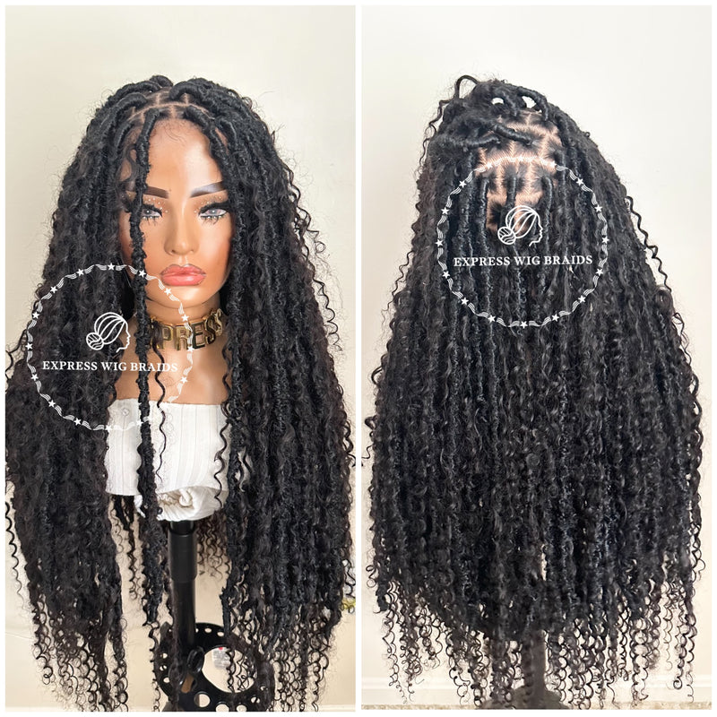 Human Hair Bohemian Butterfly Faux Locs Wig - Indiaa