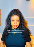 100% Human Hair Kinky Curly Micro Virgin Braid Wig Full Lace- Miami