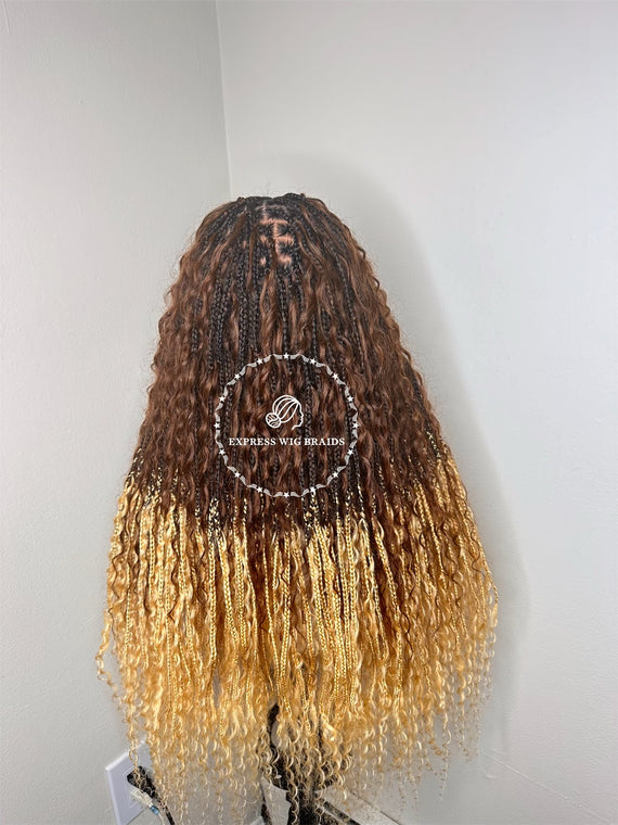 2 Tone Ombre Human Hair Bohemian Knotless Braids-Harley Boho