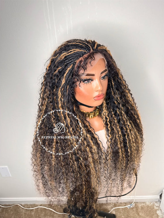 100% Human Hair Kinky Curly Micro Virgin Braid Wig With Full 4B/4C Curly Baby Hair- Miami 5