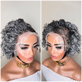 Micro Short Curly Braids - Esther Salt And Pepper
