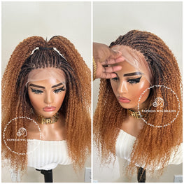 100% Human Hair Kinky Curly Micro Braid Wig - Miami