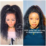 100% Human Hair Kinky Curly Micro Virgin Braid Wig Full Lace- Miami