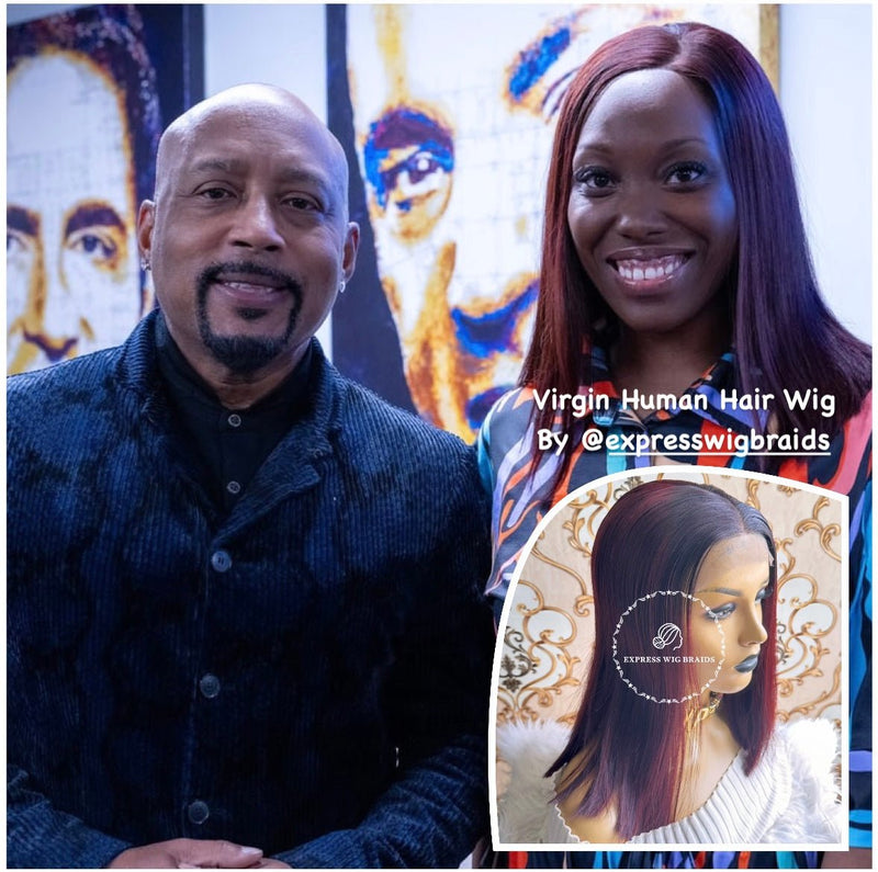Burgundy Bone Straight-Victoria Human Hair Wig - Express Wig Braids