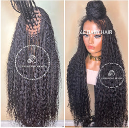 Boho Human Hair 4C Curly Edges HD Bohemian Knotless Braids-Cerina