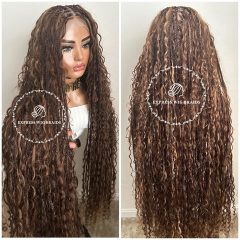 Boho Human Hair Bohemian Knotless Braids-Tina 5