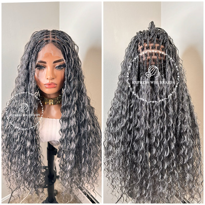 Salt and Pepper Bohemian Knotless Braid Wig-Beyoncé Sasha - Express Wig Braids