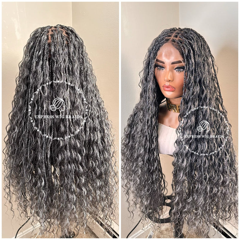 Salt and Pepper Bohemian Knotless Braid Wig-Beyoncé Sasha - Express Wig Braids