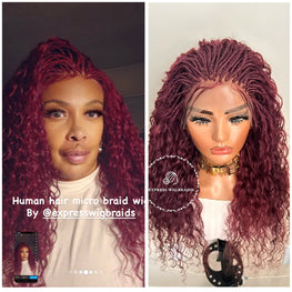 100% Human Hair Wet & Wavy Micro Braid Wig - Indiana 9