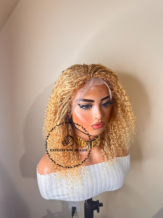 Human Hair Wet & Wavy Micro Virgin Braided Wig With Full 4B/4C Curly Baby Hair - Indiana 7